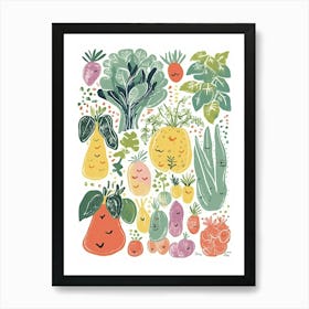 Cute Kawaii Group Of Vegetables 2 Art Print