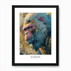 Baboon Precisionist Illustration 3 Poster Art Print