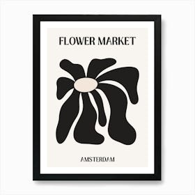 B&W Flower Market Poster Amsterdam Art Print