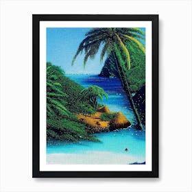 Seychelles Seychelles Pointillism Style Tropical Destination Art Print