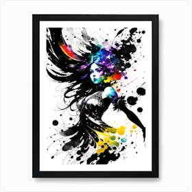 Girl With Paint Splatters Art Print