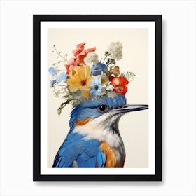 Bird With A Flower Crown Bluebird 3 Art Print