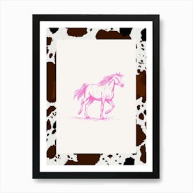 Hot Pink Horse Line Drawing 2 Art Print