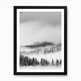 Myoko Kogen, Japan Black And White Skiing Poster Poster