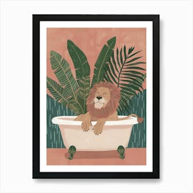 Bathtub Lion Mid Century Art Print