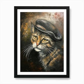 Kitsch Cat In A Beret 2 Art Print