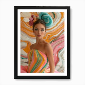 Girl In A Colorful Dress 1 Art Print