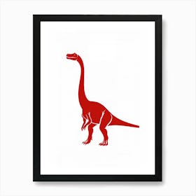 Red Dinosaur Silhouette 1 Art Print