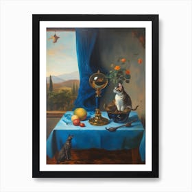 Delphinium With A Cat 1 Dali Surrealism Style Art Print