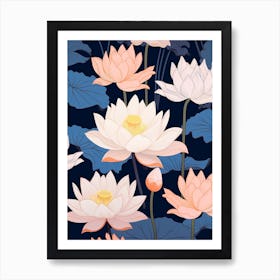 Moonlight Water Lilies Art Print