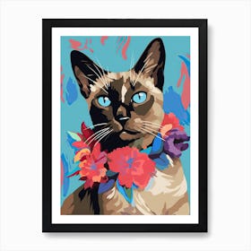 Balinese Cat With A Flower Crown Painting Matisse Style 3 Art Print