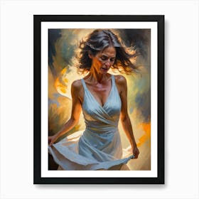 Woman In A White Dress 1 Art Print