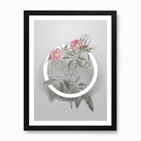 Vintage Pink Swamp Roses Minimalist Botanical Geometric Circle on Soft Gray n.0114 Art Print