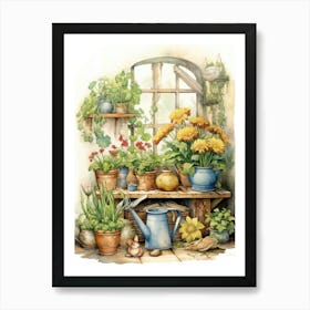 Garden Plants Watercolour 1 Art Print