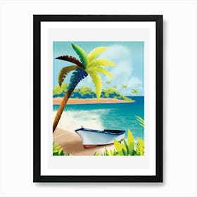 Palm Tree On The Beach Art Print