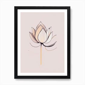 Sacred Lotus Minimal Line Drawing 2 Art Print