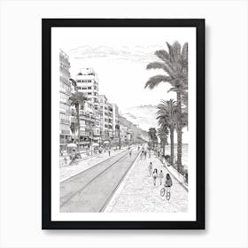 View Of Rio De Janeiro, Brazil Line Art Black And White 3 Art Print