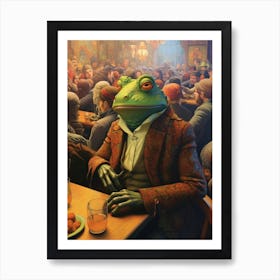 Frog In A Bar Retro 1 Art Print