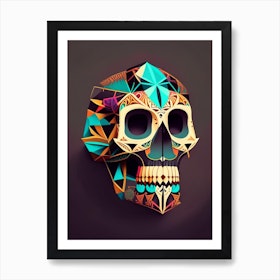 Skull With Geometric Designs 1 Mexican Art Print