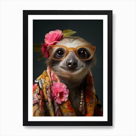 Sloth In Glasses Art Print