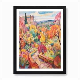 Autumn Gardens Painting Powis Castle Gardens United Kingdom 2 Art Print