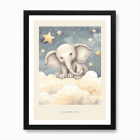 Sleeping Baby Elephant Nursery Poster Art Print