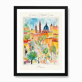 Poster Of Mexico, Dreamy Storybook Illustration 1 Art Print