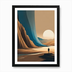 BLUE MOUNTAIN boho art, minimalistic Man art Art Print