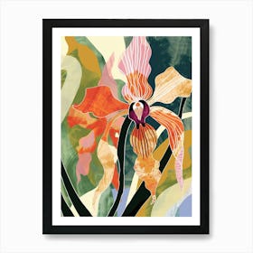 Colourful Flower Illustration Monkey Orchid 2 Art Print