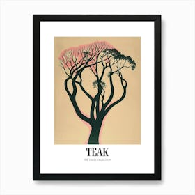 Teak Tree Colourful Illustration 4 Poster Art Print