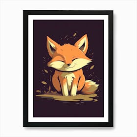 Baby Fox Minimalistic Illustration 4 Art Print