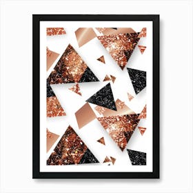 Abstract Gold And Black Geometric Pattern Art Print