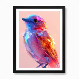 Colorful glass Bird Art Print