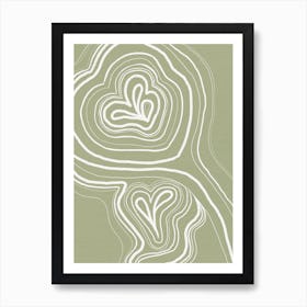 Abstract Lines Waves Sage Green Art Print