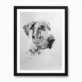 Dog Black & Grey Line Portrait 3 Art Print