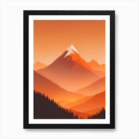 Misty Mountains Vertical Composition In Orange Tone 187 Art Print