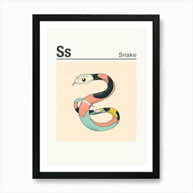 Animals Alphabet Snake 3 Art Print