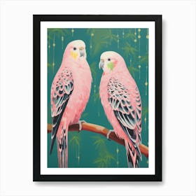 Vintage Japanese Inspired Bird Print Budgerigar 5 Art Print