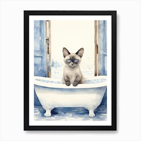 Siamese Cat In Bathtub Bathroom 2 Art Print