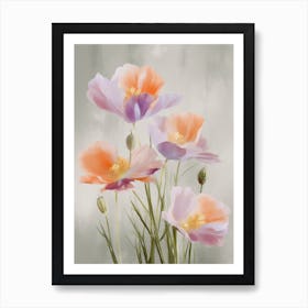 Crocus Flowers Acrylic Painting In Pastel Colours 3 Art Print