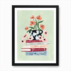 Still Life with Books and Flowers Art Print