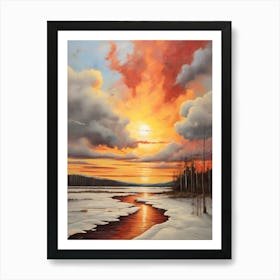 Sunset Over The River 3 Art Print