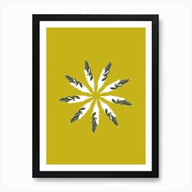 Feathers On A Yellow Background Art Print
