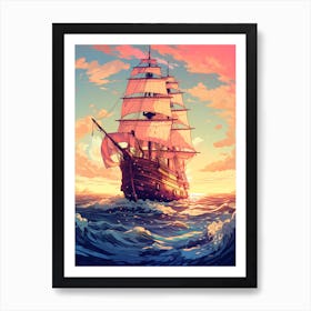 Sailing Ship In The Ocean 3 Art Print