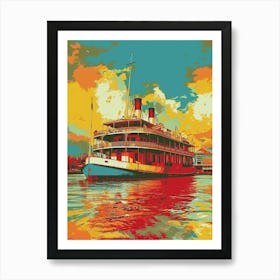 Steamboat Natchez Retro Pop Art 4 Art Print