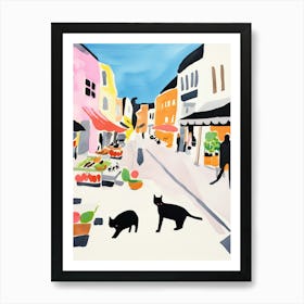 The Food Market In Berlin 1 Illustration Art Print