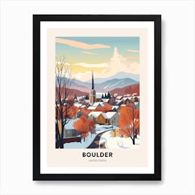 Vintage Winter Travel Poster Boulder Colorado 2 Art Print