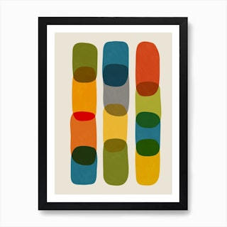 Mid Century Colorful Shapes Art Print