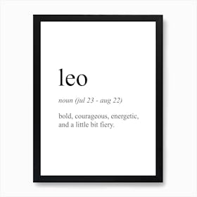 Leo Star Sign Definition Meaning Art Print