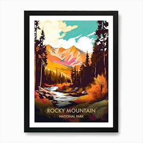 Rocky Mountain National Park Travel Poster Illustration Style 2 Art Print